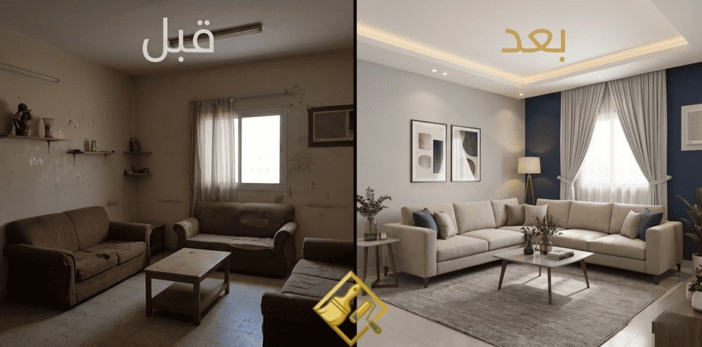 قبل وبعد دهانات صالة