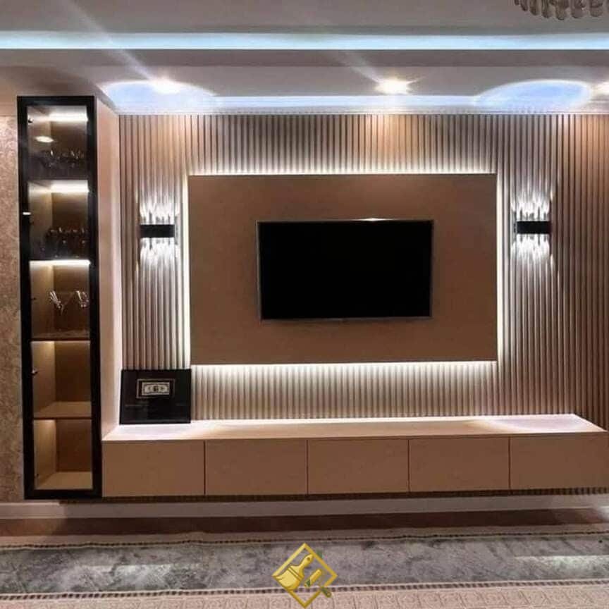 ديكورات خشب تلفزيون وخشب جداري للتلفزيون